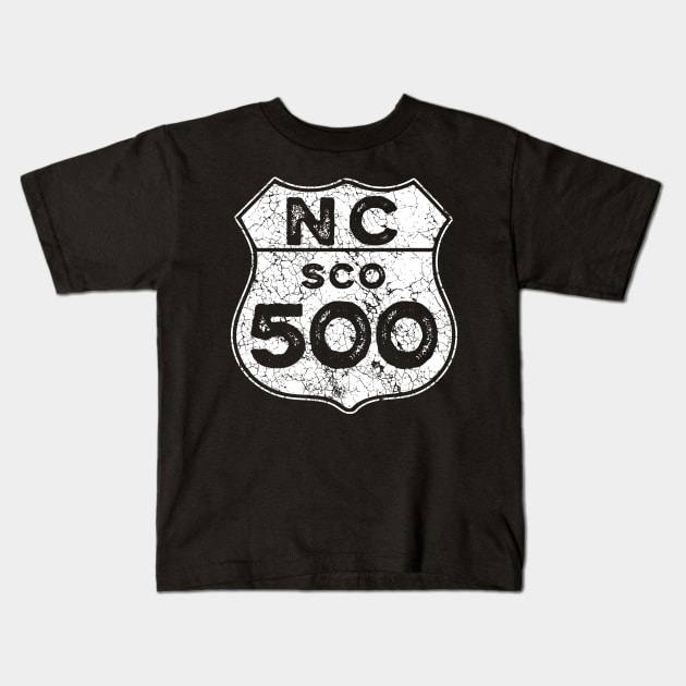 North Coast 500 Scottish Coast Vintage Driving Road Sign Kids T-Shirt by ScienceNStuffStudio